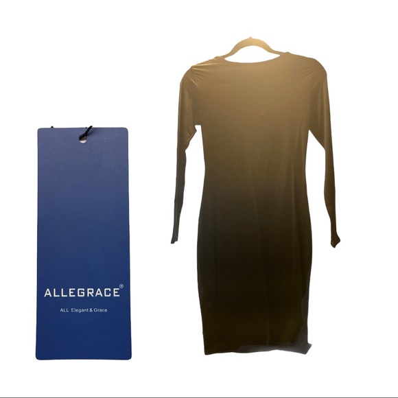 Pre-owned Black Long Sleeved Stretch Bodycon Bandage Strappy Dress L - Picture 5 of 5